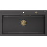 Mexen Slido Granitspüle 1-beckig 900 x 500 mm, schwarz gesprenkelt, Siphon gold - 6528901005-76-G