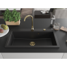 Mexen Slido Granitspüle 1-Becken 900 x 500 mm, schwarz, Siphon gold - 6528901005-77-G