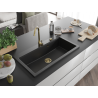 Mexen Slido Granitspüle 1-Becken 900 x 500 mm, schwarz, Siphon gold - 6528901005-77-G