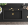Mexen Slido Granitspüle 1-Becken 900 x 500 mm, schwarz, Siphon gold - 6528901005-77-G