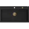 Mexen Slido Granitspüle 1-Becken 900 x 500 mm, schwarz, Siphon gold - 6528901005-77-G