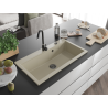 Mexen Slido Granitspüle 1-Becken 900 x 500 mm, beige, schwarzer Siphon - 6528901005-69-B