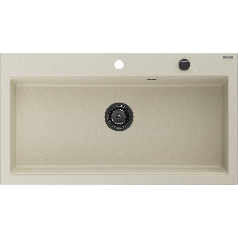Mexen Slido Granitspüle 1-Becken 900 x 500 mm, beige, schwarzer Siphon - 6528901005-69-B