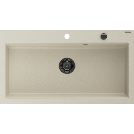 Mexen Slido Granitspüle 1-Becken 900 x 500 mm, beige, schwarzer Siphon - 6528901005-69-B