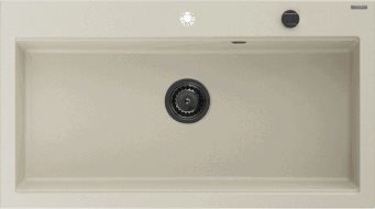Mexen Slido Granitspüle 1-Becken 900 x 500 mm, beige, schwarzer Siphon - 6528901005-69-B
