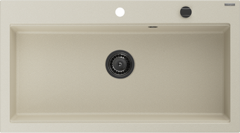 Mexen Slido Granitspüle 1-beckig 900 x 500 mm, beige, schwarzer Siphon - 6528901005-69-B