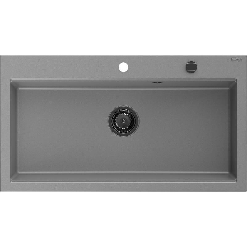 Mexen Slido Granitspüle 1-Kammer 900 x 500 mm, grau, schwarzer Siphon - 6528901005-71-B