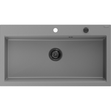 Mexen Slido Granitspüle 1-Kammer 900 x 500 mm, grau, schwarzer Siphon - 6528901005-71-B