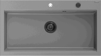 Mexen Slido Granitspüle 1-Kammer 900 x 500 mm, grau, schwarzer Siphon - 6528901005-71-B