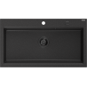 Mexen Slido Granitspüle 1-beckig 900 x 500 mm, schwarz/silber metallic, schwarzer Siphon - 6528901005-73-B