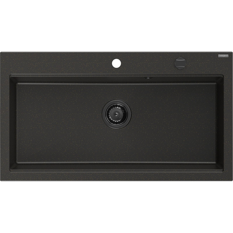 Mexen Slido Granitspüle 1-beckig 900 x 500 mm, schwarz/gold metallic, Siphon schwarz - 6528901005-75-B