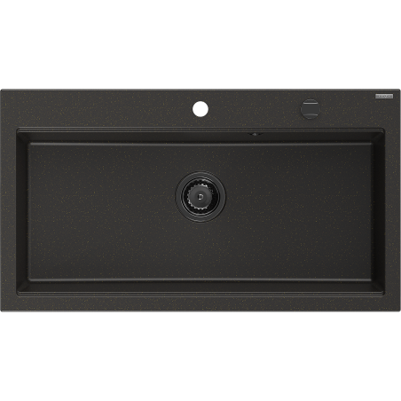 Mexen Slido Granitspüle 1-beckig 900 x 500 mm, schwarz/gold metallic, Siphon schwarz - 6528901005-75-B