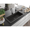 Mexen Slido Granitspüle 1-beckig 900 x 500 mm, schwarz/gold metallic, Siphon schwarz - 6528901005-75-B