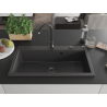 Mexen Slido Granitspüle 1-Kammer 900 x 500 mm, schwarz gesprenkelt, schwarzer Siphon - 6528901005-76-B