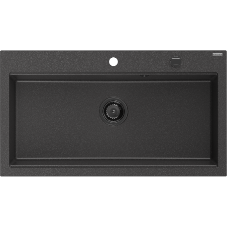Mexen Slido Granitspüle 1-Kammer 900 x 500 mm, schwarz gesprenkelt, schwarzer Siphon - 6528901005-76-B