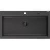 Mexen Slido Granitspüle 1-Kammer 900 x 500 mm, schwarz gesprenkelt, schwarzer Siphon - 6528901005-76-B