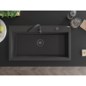 Mexen Slido Granitspüle 1-Kammer 900 x 500 mm, schwarz gesprenkelt, schwarzer Siphon - 6528901005-76-B