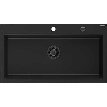 Mexen Slido Granitspüle 1-Becken 900 x 500 mm, schwarz, schwarzer Siphon - 6528901005-77-B