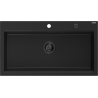 Mexen Slido Granitspüle 1-Becken 900 x 500 mm, schwarz, schwarzer Siphon - 6528901005-77-B
