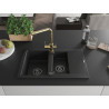 Mexen Gaspar Granitspüle 1,5 Kammer mit Abtropffläche und Küchenarmatur Duero, schwarz - 6507-77-671600-50-B