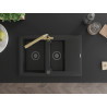 Mexen Gaspar Granitspüle 1,5-Becken mit Abtropffläche und Küchenarmatur Duero, schwarz - 6507-77-671600-50-B