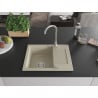 Mexen Enzo Granitspüle 1-Becken mit Abtropffläche und Küchenarmatur Telma, beige - 6506-69-670200-00
