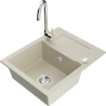 Mexen Enzo Granitspüle 1-Becken mit Abtropffläche und Küchenarmatur Telma, beige - 6506-69-670200-00