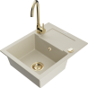 Mexen Enzo Granitspüle 1-Becken mit Abtropffläche und Küchenarmatur Telma, beige - 6506-69-670200-50