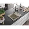 Mexen Enzo Granitspüle 1-becken mit Abtropffläche und Küchenarmatur Telma, beige - 6506-69-670200-70