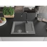 Mexen Enzo 1-Kammer Granitspüle mit Abtropffläche und Küchenarmatur Telma, grau - 6506-71-670200-70
