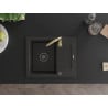 Mexen Enzo Granitspüle 1-Becken mit Abtropffläche und Küchenarmatur Telma, schwarz/gold - 6506-75-670200-50-B