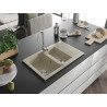 Mexen Gaspar Granitspüle 1,5-Kammer mit Abtropffläche und Küchenarmatur Telma, beige - 6507-69-670200-00