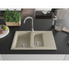 Mexen Gaspar 1,5-Kammer-Granitsiegel mit Abtropfbrett und Küchenarmatur Telma, beige - 6507-69-670200-00