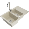 Mexen Gaspar Granitspüle 1,5-Kammer mit Abtropffläche und Küchenarmatur Telma, beige - 6507-69-670200-00