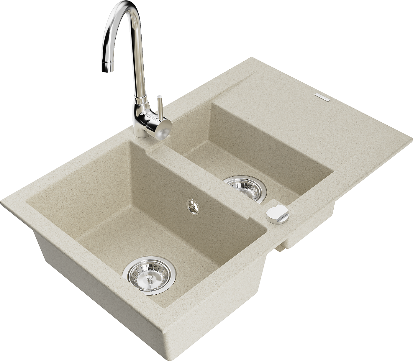 Mexen Gaspar 1,5-Becken-Granitspüle mit Abtropffläche und Mischbatterie Telma, Beige - 6507-69-670200-00