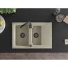 Mexen Gaspar Granitspüle 1,5 Kammern mit Abtropffläche und Küchenarmatur Telma, beige - 6507-69-670200-70