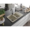 Mexen Gaspar Granitspüle 1,5 Kammern mit Abtropffläche und Küchenarmatur Telma, beige - 6507-69-670200-70