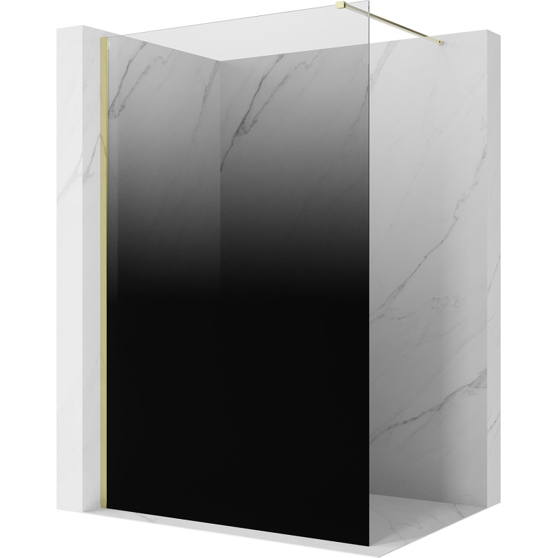 Mexen Kioto Duschwand Walk-in 120 x 200 cm, schwarz ombre 8 mm, gold - 800-120-101-50-76