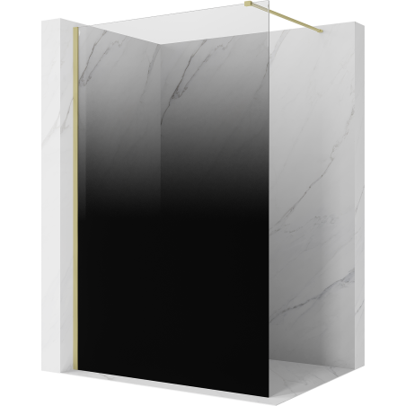 Mexen Kioto Duschwand Walk-in 110 x 200 cm, Ombre Schwarz 8 mm, gebürstetes Gold - 800-110-101-55-76