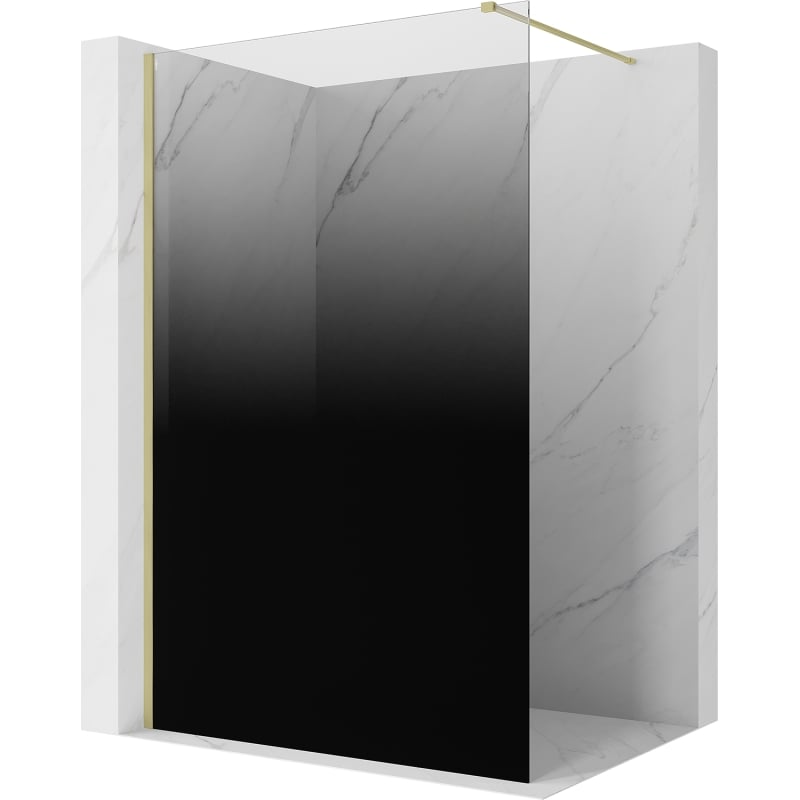 Mexen Kioto Duschwand Walk-in 150 x 200 cm, ombre schwarz 8 mm, gold gebürstet - 800-150-101-55-76