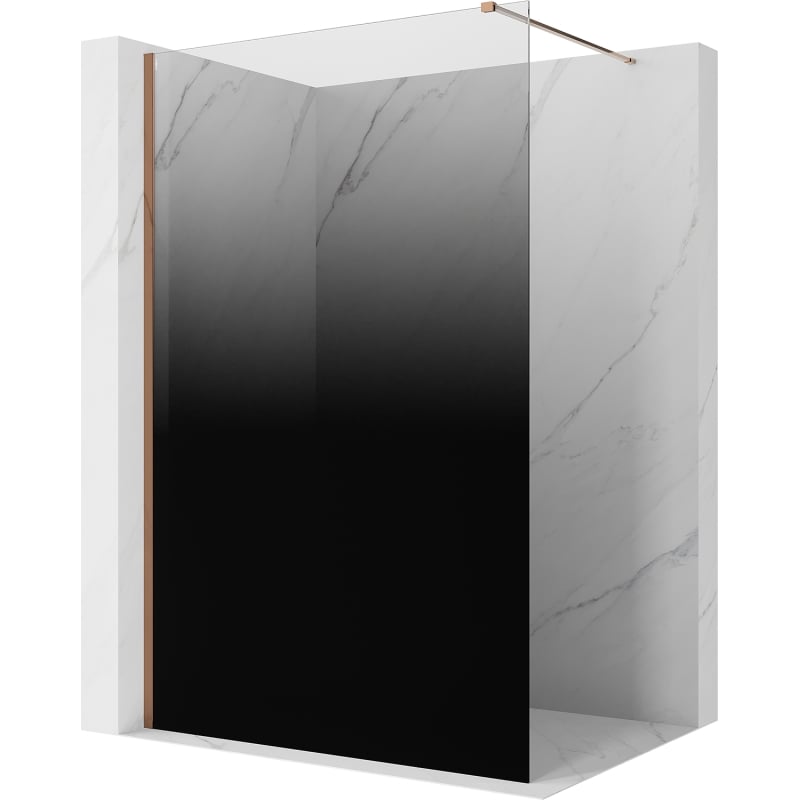 Mexen Kioto Duschwand Walk-in 70 x 200 cm, Ombre Schwarz 8 mm, Roségold - 800-070-101-60-76