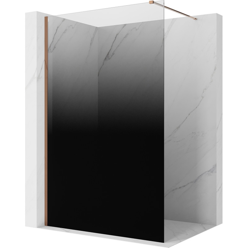 Mexen Kioto Duschwand Walk-in 140 x 200 cm, Ombre Schwarz 8 mm, Roségold - 800-140-101-60-76