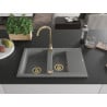Mexen Gaspar Granitspüle 1,5-Becken mit Abtropffläche und Küchenarmatur Telma, grau - 6507-71-670200-50