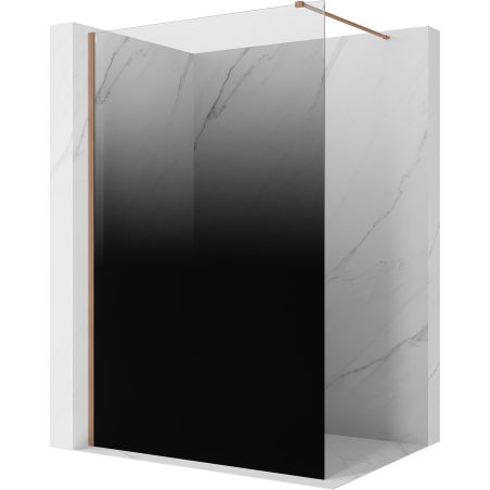 Mexen Kioto Duschwand Walk-in 100 x 200 cm, ombre schwarz 8 mm, gebürstetes Kupfer - 800-100-101-65-76