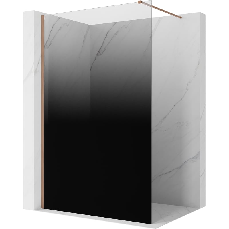 Mexen Kioto Duschwand Walk-in 140 x 200 cm, Ombre Schwarz 8 mm, Gebürstetes Kupfer - 800-140-101-65-76