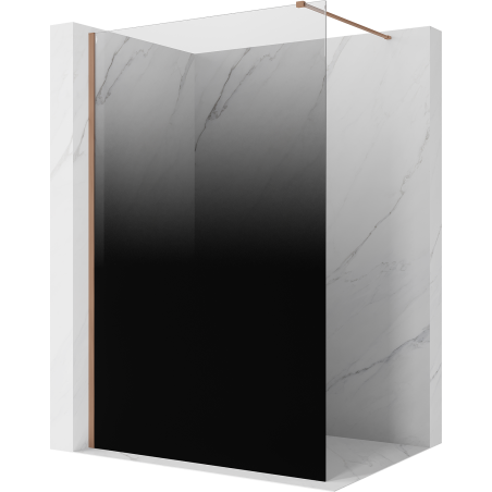 Mexen Kioto Duschwand Walk-in 140 x 200 cm, Ombre Schwarz 8 mm, Gebürstetes Kupfer - 800-140-101-65-76