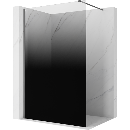 Mexen Kioto Duschwand Walk-in 130 x 200 cm, Ombre Schwarz 8 mm, Gebürstetes Gun Gray - 800-130-101-66-76