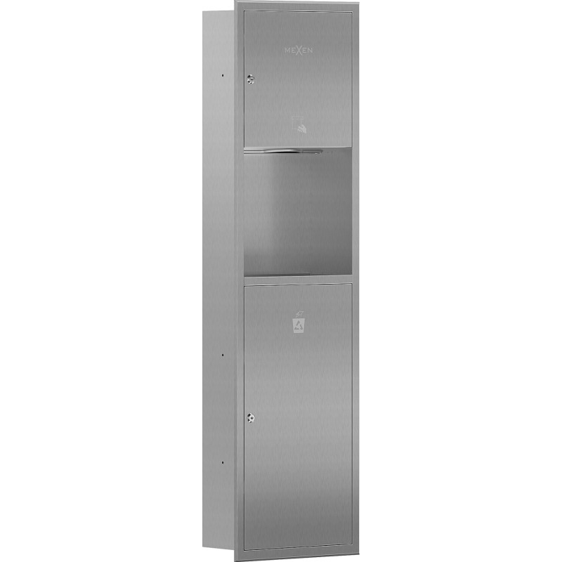 Mexen Linox eingelassener Papierhandtuchspender mit Papierkorb, Inox - 70K003-01 - 70K002-01