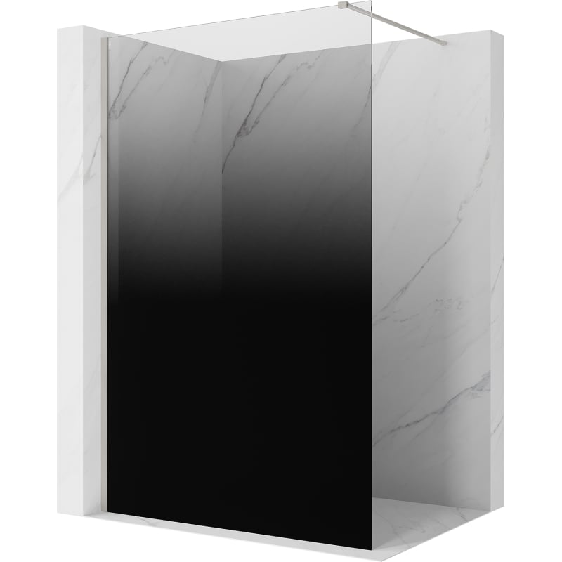 Mexen Kioto Duschwand Walk-in 150 x 200 cm, ombre schwarz 8 mm, gebürsteter Nickel - 800-150-101-97-76