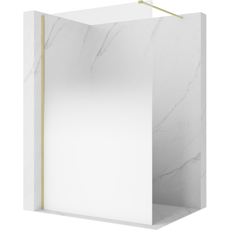 Mexen Kioto Walk-in Duschwand 90 x 200 cm, weiße Ombre 8 mm, gebürstetes Gold - 800-090-101-55-86